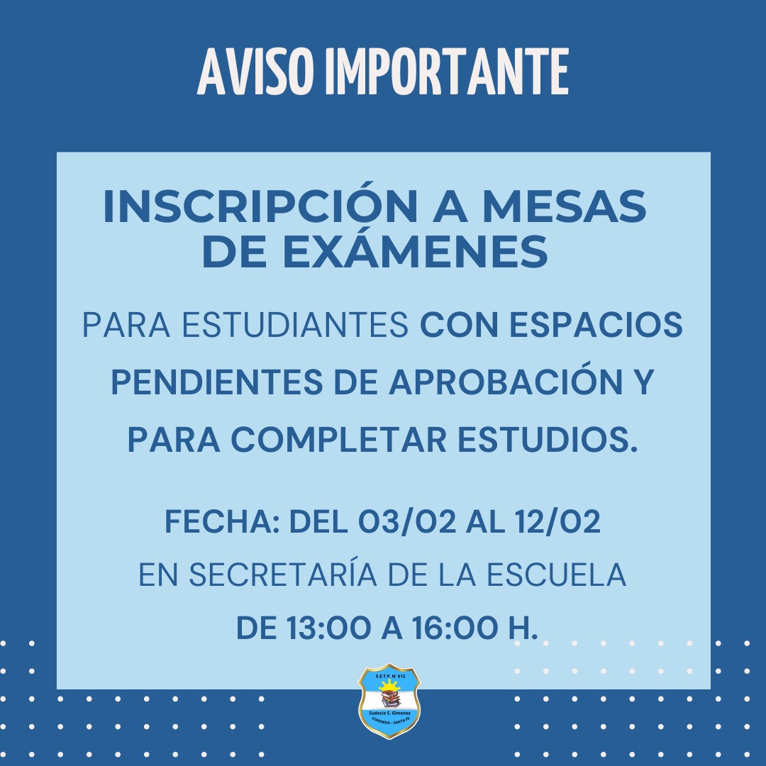 Inscripcion a mesas de examenes